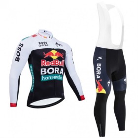 Fietskleding (Fietsshirt Lange Mouw + Lange Koersbroek) 2025 BORA-Hansgrohe Bull - Zwart - Rood